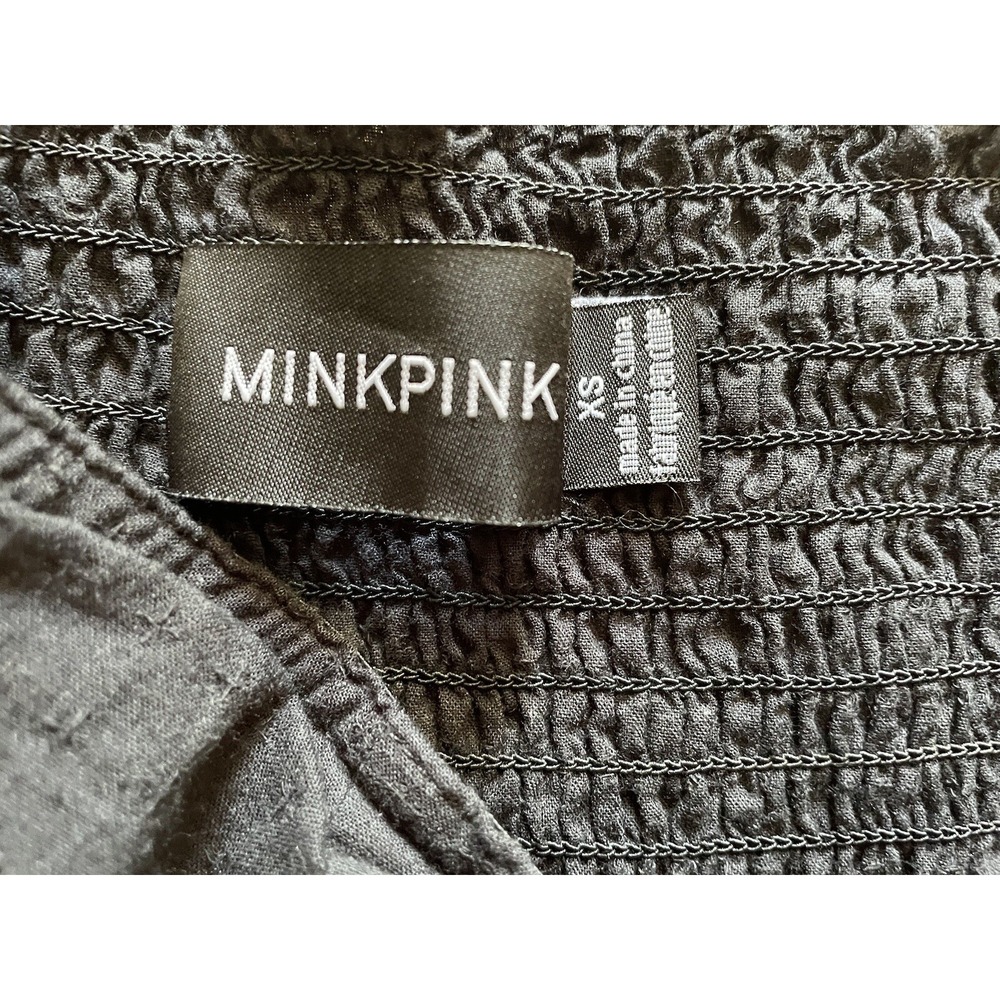 Minkpink Jumpsuit Say It Right Women XS Black Strapless Smocked Wide Leg Minimal - Picture 5 of 9